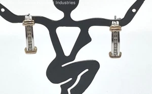 10K Multi Tone Gold Diamond J-Hoop Fine Earrings - 4.33 Grams - Picture 1 of 6