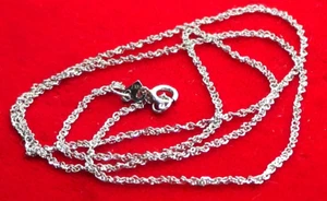 CATENA IN ORO BIANCO MASSICCIO 14K TORSIONE/CORDA LUNGA 18 POLLICI - Foto 1 di 8
