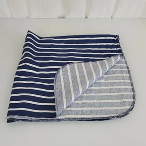 Gerber Navy Blue White Stripe Cotton Flannel Baby Boy Swaddle Receiving Blanket - Picture 1 of 3