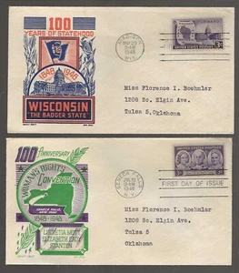 US FDC's...Sc #957 & 959...1948...CACHET CRAFT/KEN BOLL Cachets - Picture 1 of 1