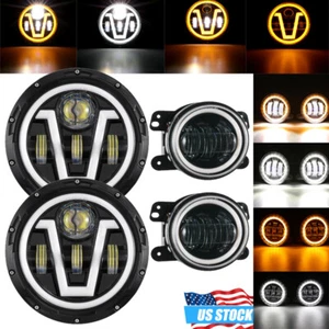 7"INCH LED Headlights Hi/Lo Beam+4" LED Fog Lights Combo Lamp For Hummer H3 H3T - Picture 1 of 12