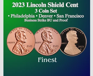 JUEGO CAMAFEO ULTRA PESADO 2023 P D S CENTAVO LINCOLN 3 MONEDAS COMO NUEVO BU & PROOF - Imagen 1 de 3