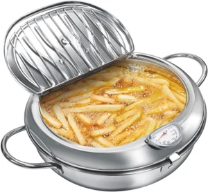 Deep Fryer Pot, 4.4Qt /11 Inch Japanese Style Small Deep Fryer 304 Stainless Ste - Picture 1 of 6