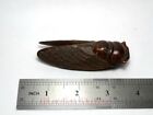 Chinese boxwood hand carved cicada Figure statue netsuke collectable hand piece