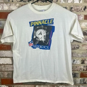 Vintage 90's Pinnacle Trading Cards NFL Rookie Photo Shoot Shirt White XL Hanes - Picture 1 of 8