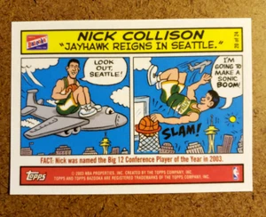 2003 Topps Bazooka NICK COLLISON #20/24 Comic Card "Jayhawk Reigns In Seattle" - Picture 1 of 7