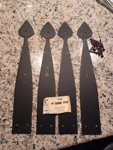ACORN USA FORGED IRON 14" BARN/GARAGE/GATE DOOR STRAP DUMMY HINGE W SCREWS,4 PCS - Picture 1 of 2