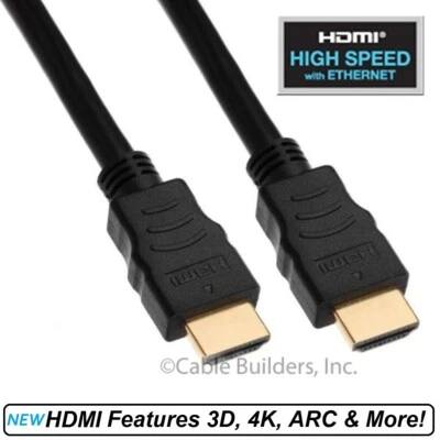 SHORT 3FT HIGH SPEED HDMI CABLE 4Kx2K for HDTV BLURAY PC LAPTOP PS3/4/5 XBOX - Image 1 of 3