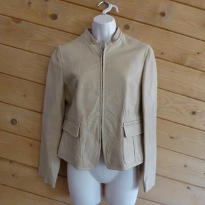 AK Anne Klein hellbraun beige durchgehender Reißverschluss Echtlederjacke PM - Bild 1 von 6