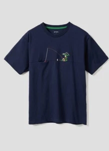 T-shirt Graniph HUNTER×HUNTER collaborazione isola balena vestibilità cotone blu navy - Foto 1 di 3