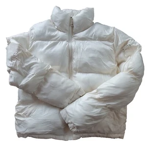 CiSono Los Angeles Donna Puffer Jacket Avorio Grande Cerniera Vita Piena Tasche - Foto 1 di 14
