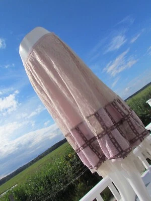 NUEVO M Colección Pirámide Falda Rosa Encaje Ojales Cinta Dobladillo Crinolina Patchwork Foto 1 de 4