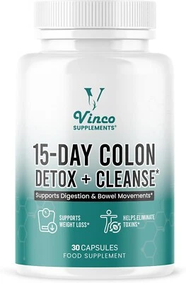 VINCO SUPPLEMENTS Colon Cleanse 15 Day Detox | Supports Weight Loss | Helps Eliminate toxins | ...