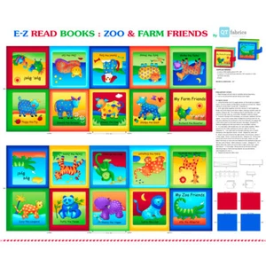 Quilting Treasures ~ Zoo & Farm Friends 2 Fold up Books 100% Cotton Fabric Panel - Picture 1 of 1