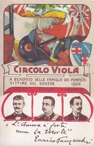C364) BOLOGNA 1902, CIRCOLO VIOLA A BENEFICIO DELLE FAMIGLIE DEI POMPIERI. - Picture 1 of 1