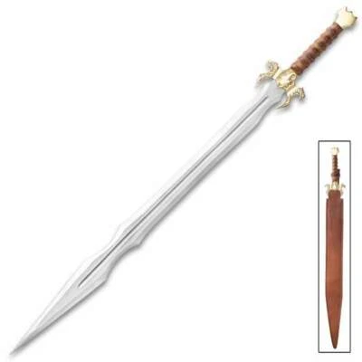 Espada Fantasía Escorpión Dorado 35" Cosplay Acero Inoxidable con Funda de Cuero Foto 1 de 4