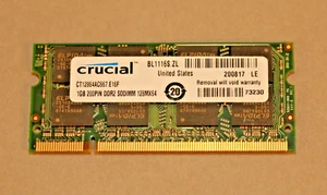 Crucial 1GB 200PIN DDR2 SODIMM 128MX64 PC2-4200S 533 Memory RAM - Picture 1 of 1