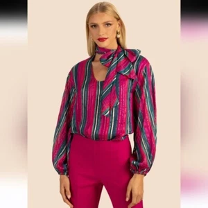 Trina Turk Damen Bluse Wassermann Seide gestreift Ballonärmel Größe S - Bild 1 von 24