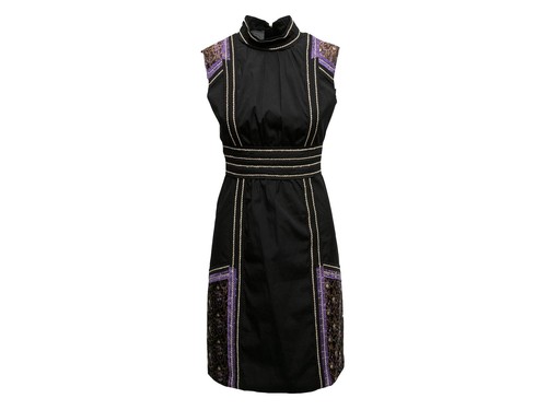 Abito smanicato Prada Chinoiserie nero e multicolore taglia IT 40