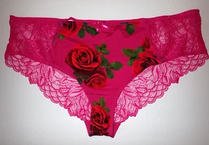 Lane Bryant Cacique 26/28 Cheeky Panty Höschen Rosen rosa Spitze & Träger hinten - Bild 1 von 8