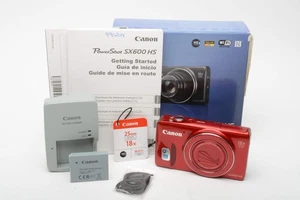Canon PowerShot SX600HS 16MP Digital Point&Shoot (Red) in box, Mint! - Picture 1 of 12