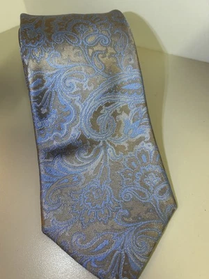 Daniel Cremieux Men's Tie Blue Silver Silk 60 Inches Handmade Made In USA - Image 1 of 4