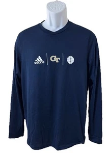 Adidas Georgia Tech Medium CREATOR TEE SHIRT Blue Long Sleeve BASKETBALL - Picture 1 of 4
