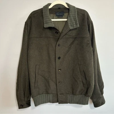 Cirrus Cashmere 100% Dark Olive Bomber Button Up Jacket Men’s Size Medium - Image 1 of 4
