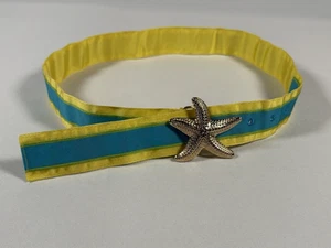 Talbots Seestern gestreift Surcingle Band Gürtel Damen M/L goldene Schnalle gelb - Bild 1 von 13