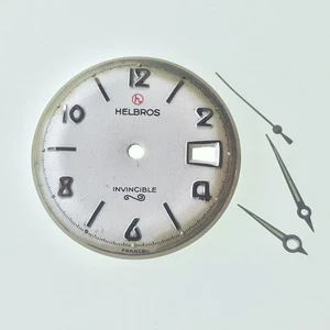 Helbros Invinsible Mens Watch Dial w/Date Window & Hands Original Part / V107 - Picture 1 of 2