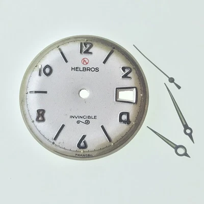 Helbros Invinsible Mens Watch Dial w/Date Window & Hands Original Part / V107 - Image 1 of 2