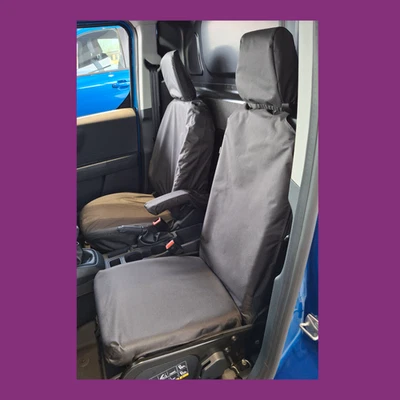 Par de fundas de asiento delanteras plegables negras a medida para Ford Transit Courier 2023+ Foto 1 de 4