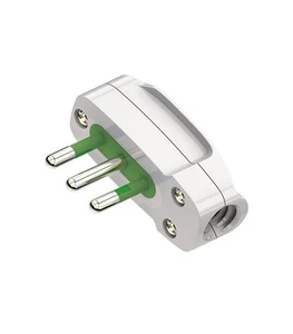 Italiana enchufe Plano 2P+T 10A SPA11 Blanco Salida de cable 90° - Picture 1 of 1