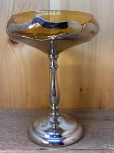 Vintage, Art Deco Farber Bros. Chrom Stiel Dessert oder Süßigkeiten Schale 8 Zoll x 5,5 Zoll - Bild 1 von 4