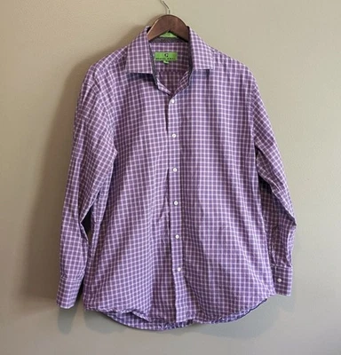 Bristol Bull Size Large Button Up Shirt Mens Check Purple Top Argyle L 16 16.5 - Image 1 of 3