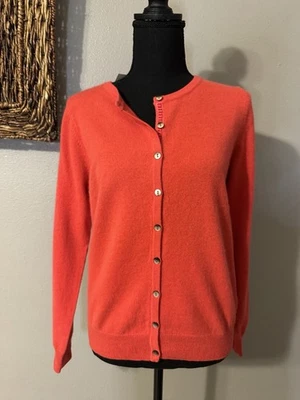 Boden Eva Cardigan Sweater 10 M Medium Red Orange 100% Cashmere Classic NEW - Image 1 of 4