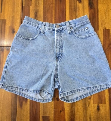 Shorts jeans feminino vintage Harley Davidson motocicleta denim 8 motociclista azul lavagem leve - Imagem 1 de 4