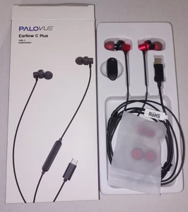 Palo Vue Earflow Plus Lighting Earphone New Red Black Type C - Picture 1 of 4