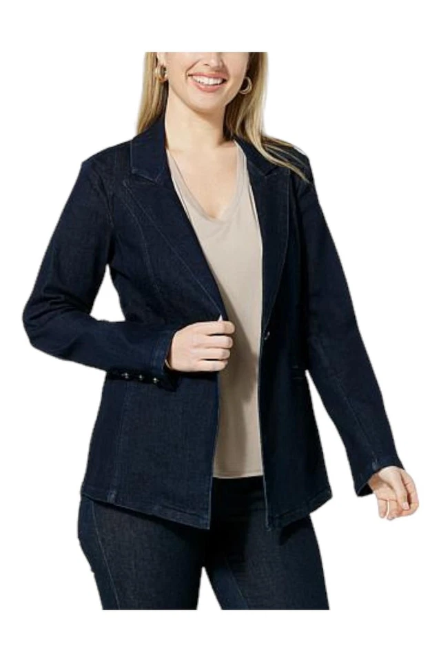 Blazer MarlaWynne Denim Línea A Enjuague Índigo Foto 1 de 1