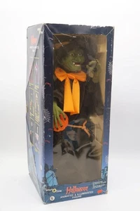 Vintage Hexenzeit animierte & beleuchtete HEXE mit Besen Figur FUNKTIONIERT - Bild 1 von 8