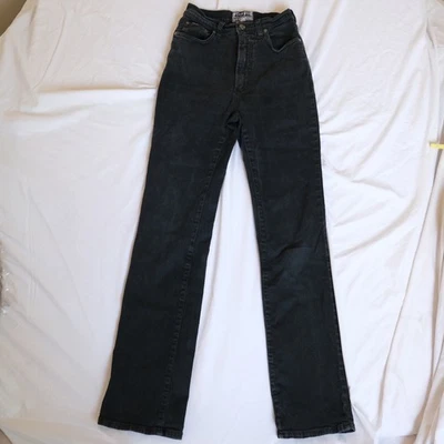 Pantalones de mezclilla Anna Sui negros para mujer talla 28 cintura alta mamá pierna recta elásticos Foto 1 de 4