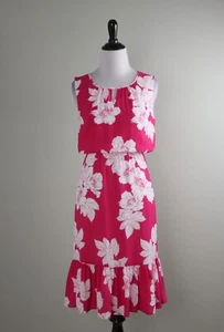 TALBOTS $139 Crepe Floral Blouson Lined Keyhole Flounce Dress Size 4 Petite - Picture 1 of 6