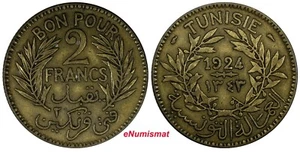 TUNISIA Chambers of Commerce 1343/1924 2 Francs Mintage 500,000 XF KM# 248 (951) - Picture 1 of 3