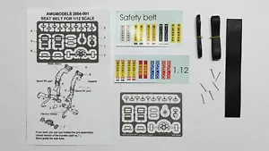 AMG SEAT BELT FOR 1/12 SCALE AMF-019C (BLACK) W/ DECALS N/ MG TAMIYA PROTAR MFH - Imagen 1 de 3