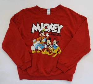 Disney Mickey Mouse and Friends Vtg Red Pull Over Sweatshirt Juniors L 11-13 - Picture 1 of 4
