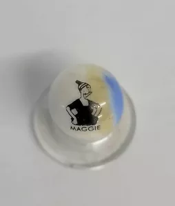Vintage MAGGIE Comic Character white, blue & tan Glass Marble - Picture 1 of 5