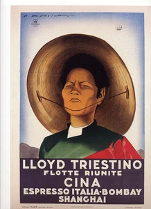 LLOYD TRIESTINO CINA - MARCELLO DUDOVICH 1933 - RIPRODUZIONE POSTER 26X33 - Picture 1 of 1