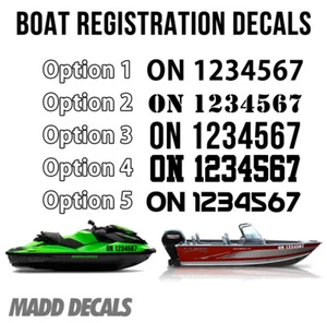 Boat Registration Numbers PAIR Lettering Decals  3" Vinyl Hull Sticker - Bild 1 von 2