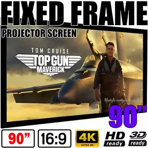 90" Inch Fixed Frame Aluminum Projector Screen 3D Home Theatre HD TV Projection - Picture 1 of 1