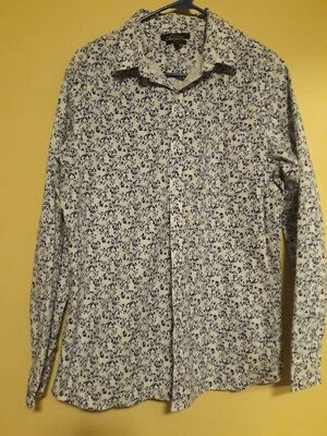 Marc Anthony White Blue Floral Stretch Slim Fit Long Sleeve Shirt Mens XL *772 - Изображение 1 из 4